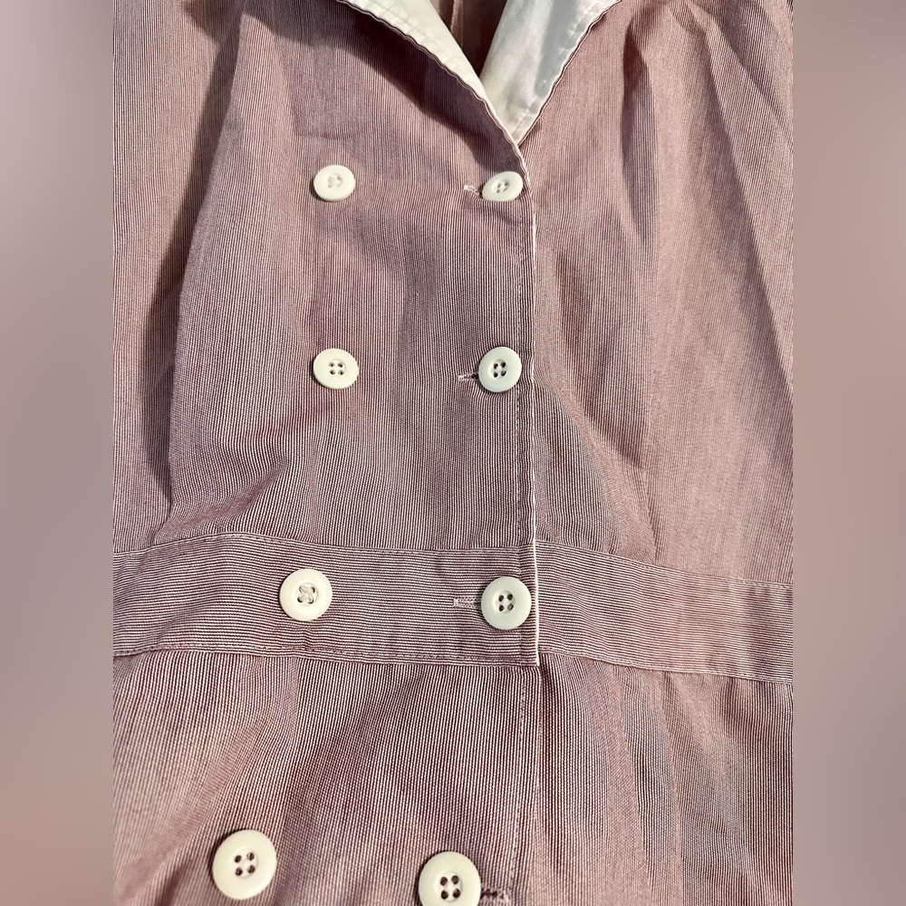 NWOT Red Kap® Double-Breasted Lapel Dress in Burgundy Pincord - Picture 6 of 14